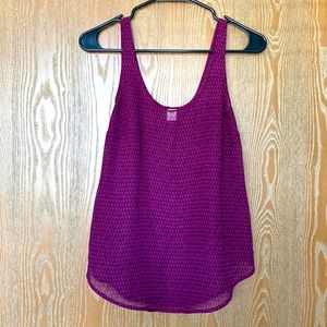 Dark purple sheer tank top with black design